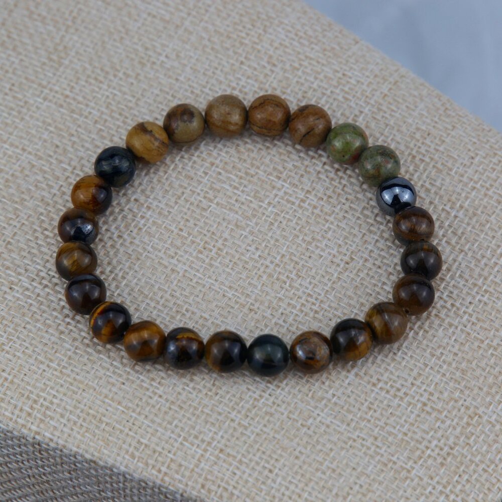 Rich Toned Geometric Stone Bracelet